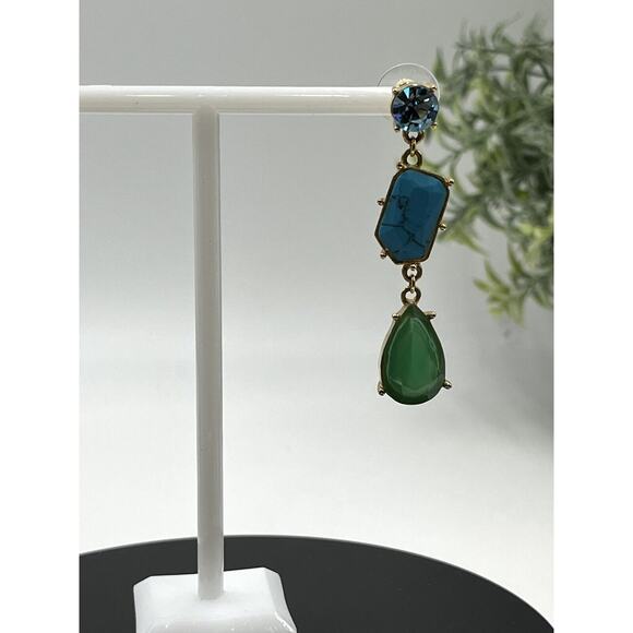 Kate Spade Turquoise Blues Green Linear Fiesta Crystal Dangle Drop Earring - Picture 11 of 16